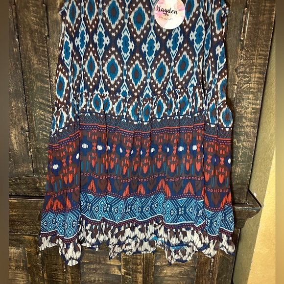 Hayden Teal Tribal Sleeveless Lines Dress sizes XL and 1XL available Boho NWT - Picture 3 of 4